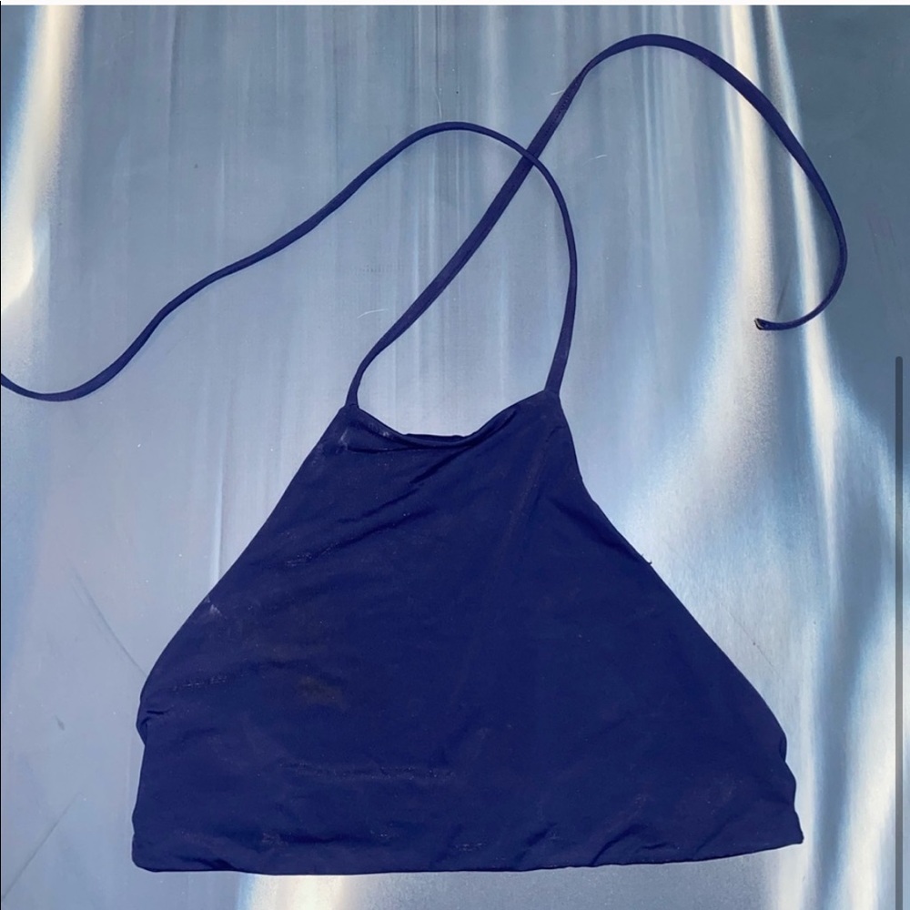 Blue halter neck bikini top